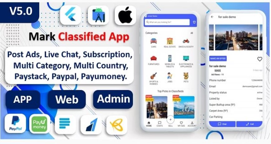 Multi Payment Gateways Integrated | Buy & Sell | Subscription |  Mark Classified App | Classified App Mark Classified App is Complete Solution